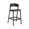 Muuto Cover Bar Stool in refine leather black