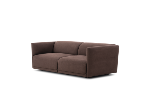 Fredericia Nami Sofa 2 seater in brown fabric three quarter view on white