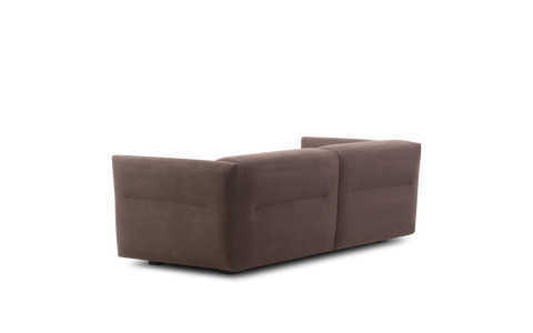 Rear three quarter view of Fredericia Nami Sofa 2 seater in brown fabric