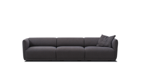 Fredericia Nami Sofa 3 seater front view in dark bouclé contemporary Scandinavian couch