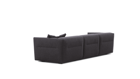 Fredericia Nami Sofa 3 seater angled rear view in dark bouclé Scandinavian modular design