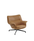 muuto doze lounge chair in refine leather cognac and anthracite black