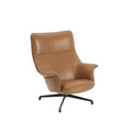 Muuto Doze Lounge Chair with swivel base in refine leather cognac and anthracite black base