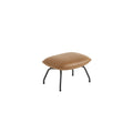 muuto doze ottoman with tube base in refine leather cognac leather and anthracite black base