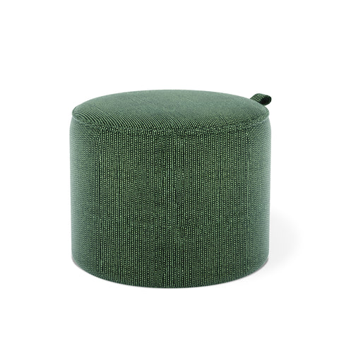 Gus Modern Drummond Pouf in Jasper Evergreen fabric with ribbed texture and integrated handle