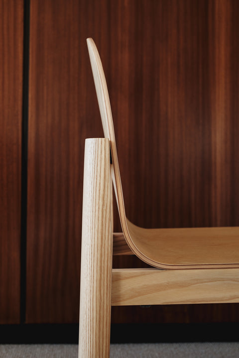 Close-up detail of Cleo Chair by Edits Furniture showing bentwood craftsmanship