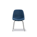 Front view of Eyes 4-Leg Tube Base chair by Fredericia in blue upholstery with chrome legs