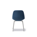 Back view of Eyes 4-Leg Tube Base chair by Fredericia with upholstered seat and slim chrome legs