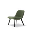 Eyes Lounge Chair by Fredericia green upholstery with black oak legs three quarter angle studio view