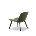 Rear three quarter view Fredericia Eyes Lounge Chair green upholstery on black oak legs Scandinavian lounge chair