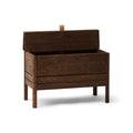Form & Refine A Line Storage Bench 68, Smoked Oak, oak storage bench with lid, three-quarter view on white background