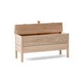 Form & Refine A Line Storage Bench 90, White Oak, oak storage bench with lid, three-quarter view on white background