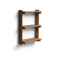 Form & Refine Beam Shelf 3, Deep Brown Pine, solid pine wall shelf, three-quarter view on white background