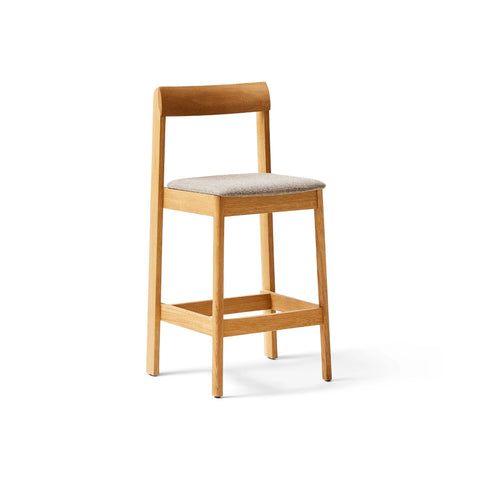 Form & Refine Blueprint Bar Chair 65, Hallingdal 65 and Oak, solid oak bar chair, three-quarter view on white background
