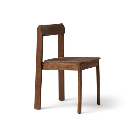 Form & Refine Blueprint Chair, Smoked Oak, solid oak dining chair, three-quarter view on white background