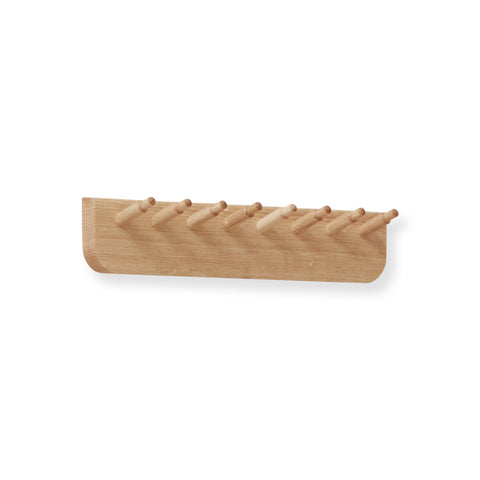 Form & Refine Echo Coat Rack 40, White Oak, solid oak wall coat rack, three-quarter view on white background