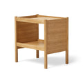 Form & Refine Journal Side Table, Oak, solid oak side table with magazine slot, three-quarter view on white background
