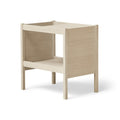 Form & Refine Journal Side Table, White Oak, solid oak side table with magazine slot, three-quarter view on white background