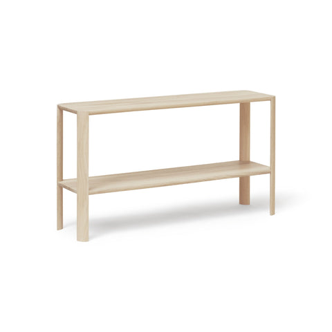 Form & Refine Leaf Shelf 1x2, White Oak, solid oak shelving unit, three-quarter view on white background