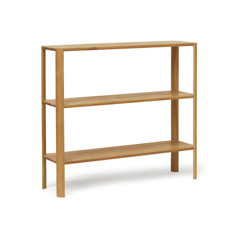Form & Refine Leaf Shelf 1x3, Oak, solid oak shelving unit, three-quarter view on white background