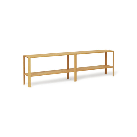 Form & Refine Leaf Shelf 2x2, Oak, solid oak shelving unit, three-quarter view on white background