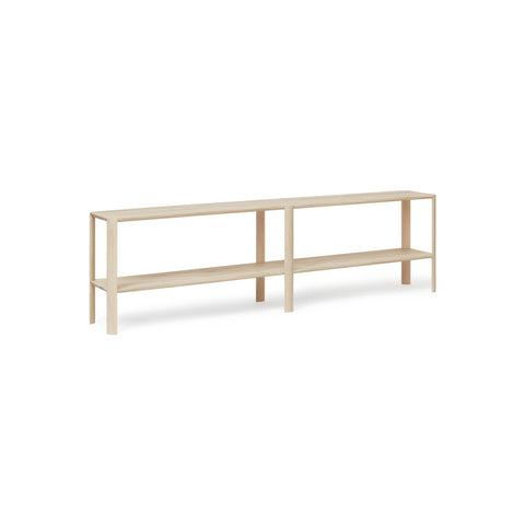 Form & Refine Leaf Shelf 2x2, White Oak, solid oak shelving unit, three-quarter view on white background