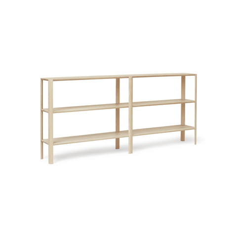 Form & Refine Leaf Shelf 2x3, White Oak, solid oak shelving unit, three-quarter view on white background