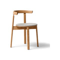 Form & Refine Lunar Chair, Hallingdal 65 and Oak, solid oak dining chair, three-quarter view on white background
