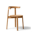 Form & Refine Lunar Chair, Oak, solid oak dining chair, three-quarter view on white background