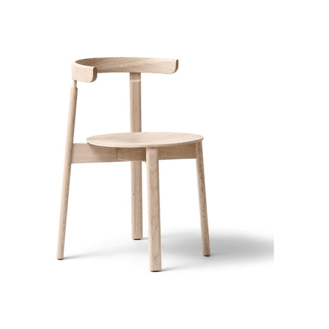 Form & Refine Lunar Chair, White Oak, solid oak dining chair, three-quarter view on white background