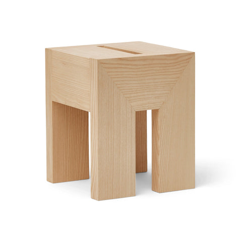 Form & Refine Monolith Side Table, Ash, solid wood side table, three-quarter view on white background