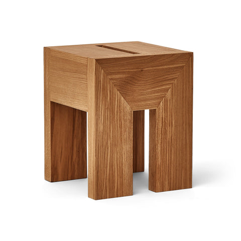 Form & Refine Monolith Side Table, Oak, solid wood side table, three-quarter view on white background