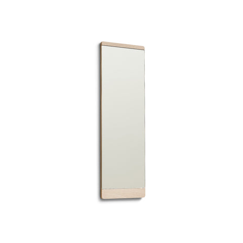 Form & Refine Rim Mirror 35x105, White Oak, tall oak-framed wall mirror, three-quarter view on white background