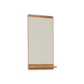 Form & Refine Rim Mirror, Oak, oak-framed wall mirror with shelf, three-quarter view on white background