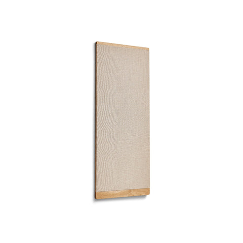 Form & Refine Rim Pinboard 60x145, Oak, tall oak-framed pinboard, three-quarter view on white background