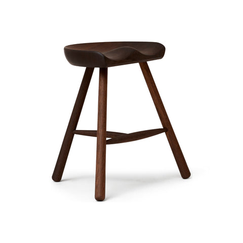 Form & Refine Shoemaker Chair™, No. 49, Smoked Oak, wooden Shoemaker stool, three-quarter view on white background