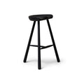 Form & Refine Shoemaker Chair™, No. 68, Black Stained Beech, wooden Shoemaker stool, three-quarter view on white background