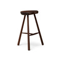 Form & Refine Shoemaker Chair™, No. 68, Smoked Oak, wooden Shoemaker stool, three-quarter view on white background