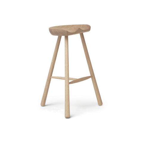 Form & Refine Shoemaker Chair™, No. 68, White Oak, wooden Shoemaker stool, three-quarter view on white background