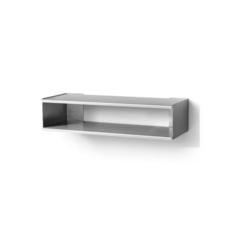 Form & Refine Taper Console & Shoe Rack 18x75, Brushed Stainless Steel, brushed stainless steel console shoe rack, three-quarter view on white background