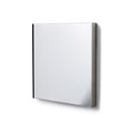 Form & Refine Taper Mirror 40x40, Brushed Stainless Steel, square steel-framed wall mirror, three-quarter view on white background