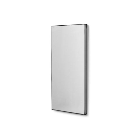 Form & Refine Taper Mirror 40x80, Brushed Stainless Steel, rectangular steel-framed wall mirror, three-quarter view on white background