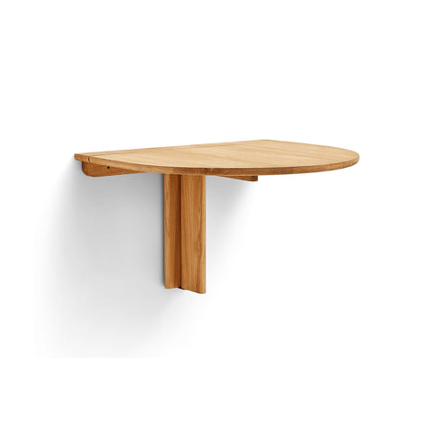 Form & Refine Trefoil Folding Wall Table, Oak, oak folding wall table, three-quarter view on white background