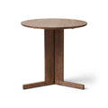 Form & Refine Trefoil Round Table Ø75, Smoked Oak, round oak dining table, three-quarter view on white background