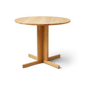 Form & Refine Trefoil Round Table Ø90, Oak, round oak dining table, three-quarter view on white background