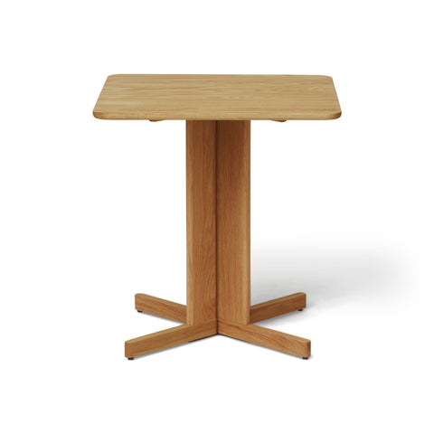 Form & Refine Trefoil Square Table, Oak, square oak dining table, three-quarter view on white background