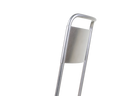 Frama Petit Rond Chair in Stainless Steel, close crop of the tubular back loop and the curved steel panel set between it