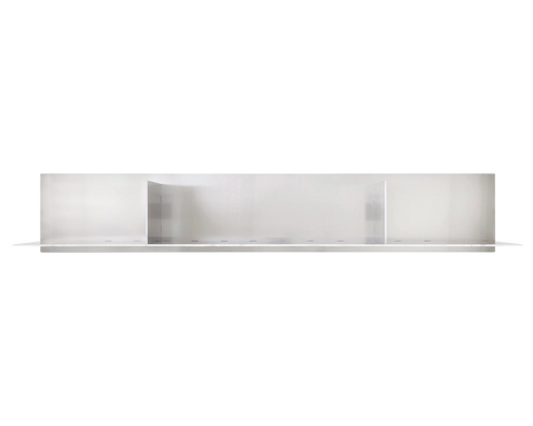 Frama Rivet Shelf, the longer shelf shown alone, a wide brushed metal ledge photographed straight on against white