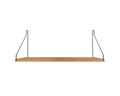 Frama Single Shelf, Natural Oak in Black, deep oak board on black brackets, viewed from the front with the shadow below