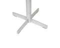 Frama Tasca Table, close view of the four arm cross foot and the base of the column, seen from below on white